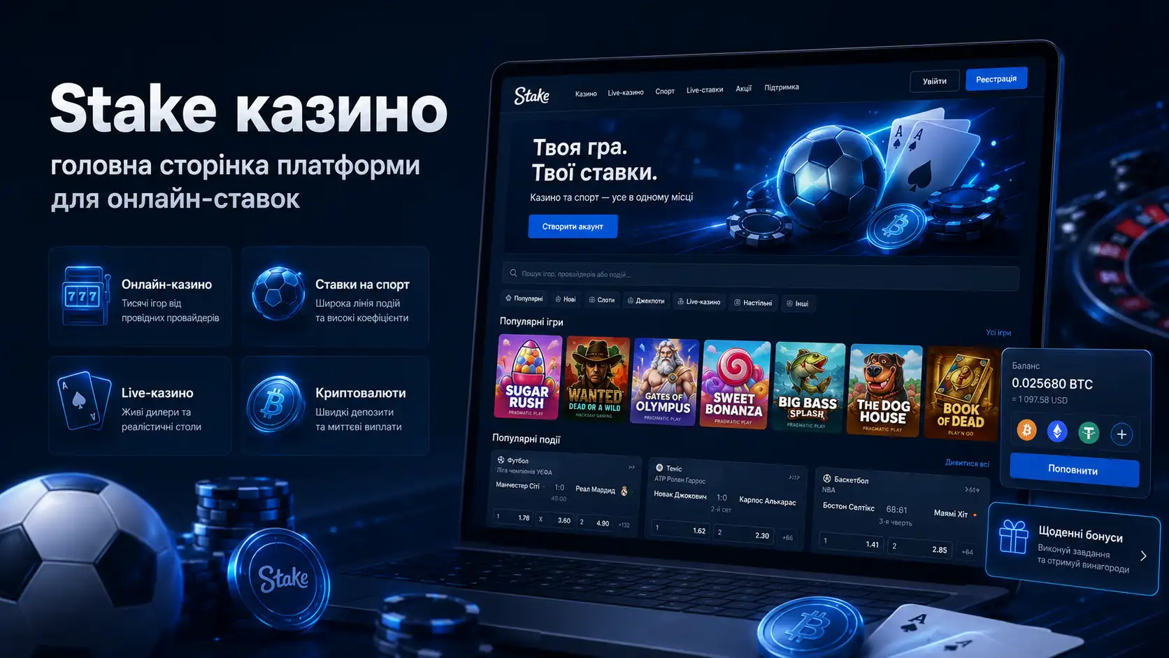 Stake казино &mdash; головна сторінка платформи для онлайн-ставок